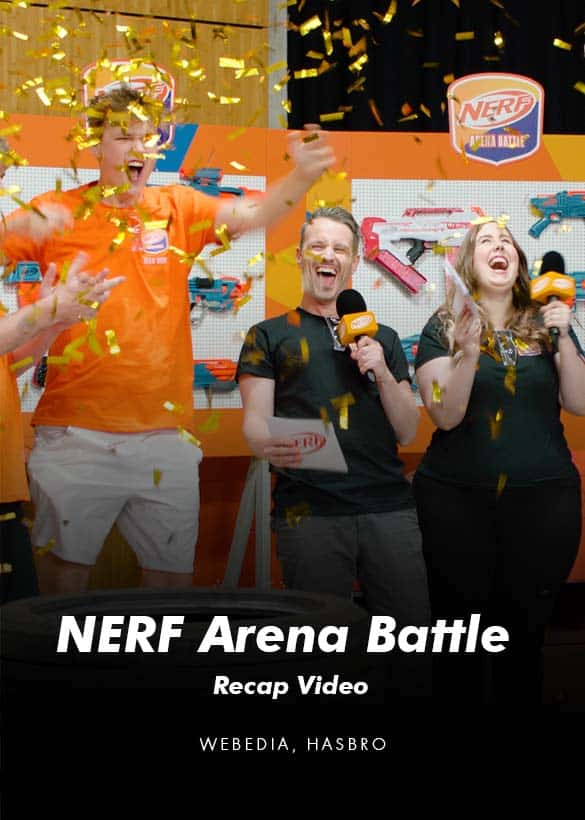 Das Cover von der Influencer Kampagne NERF Arena Battle Recap Video